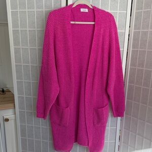 Bluivy Vibrant Pink Chunky Open-Front Cardigan